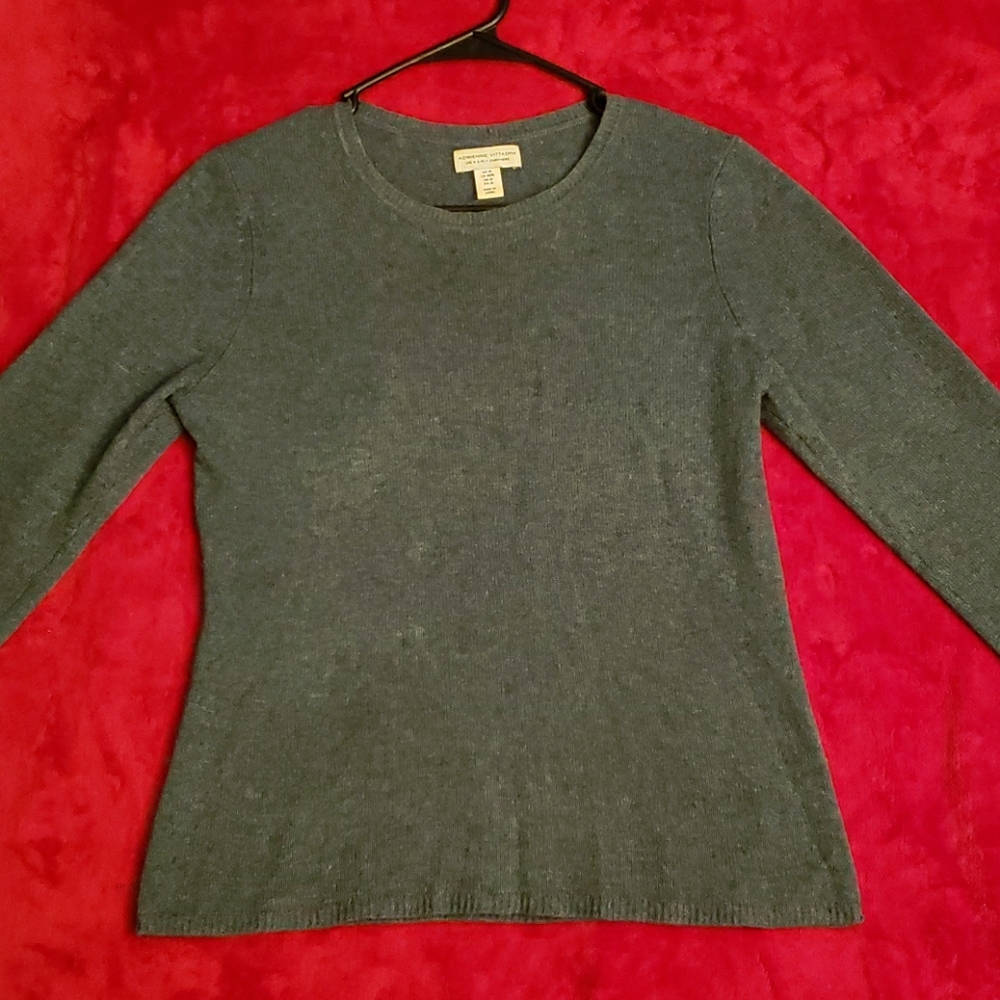 Adrienne Vittadini 2-ply Teal Cashmere Sweater